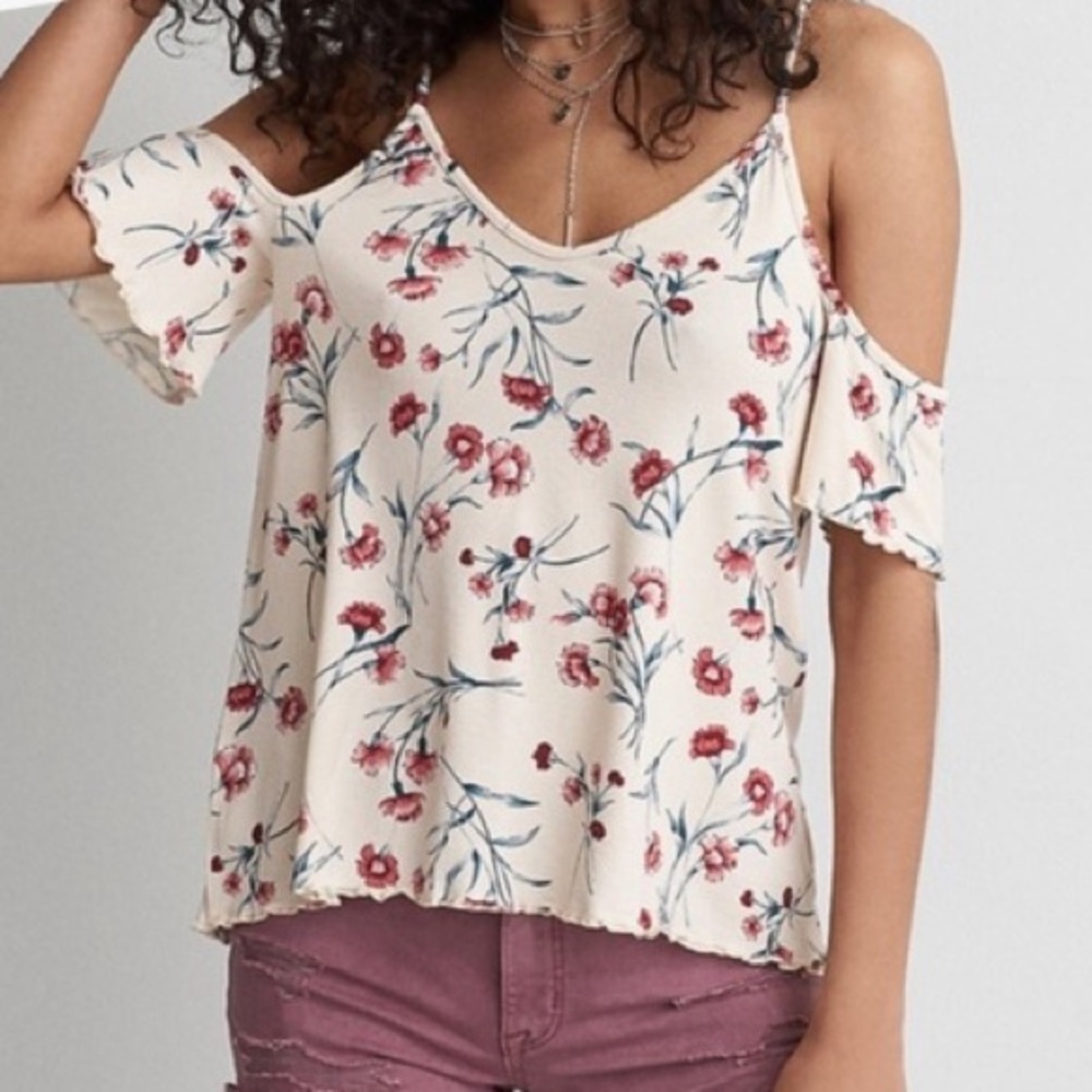 American Eagle Crepe Off the Shoulder Tank